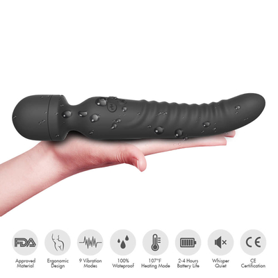 Vibrador macio do vibrador do pescoço da varinha inteligente dupla do avoirdupois do aquecimento do Massager da extremidade