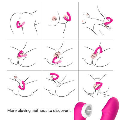 2 fêmeas em 1 língua do sexo que lambe o vibrador, brinquedos adultos do sexo de Clit da novidade