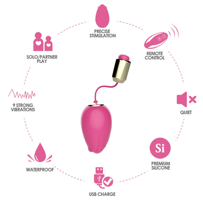 Brinquedos de vibração do sexo do ovo do ponto de G para o controle sem fio Mini Flower Silicone das mulheres