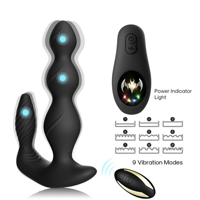9 velocidades que vibram o telecontrole sem fio do Stimulator anal do períneo dos motores da tomada três da extremidade
