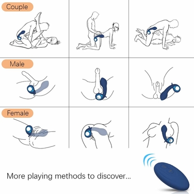 O sexo anal da tomada do silicone de controle remoto sem fio brinca a tomada de vibração recarregável da extremidade