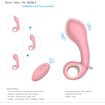 O sexo anal da tomada do silicone de controle remoto sem fio brinca a tomada de vibração recarregável da extremidade