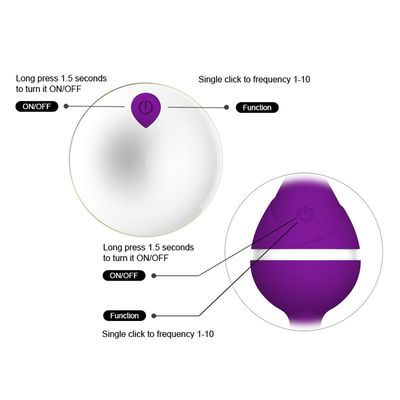 vibrador de vibração da alta intensidade do ovo do silicone de 1h 170mm com bateria de lítio