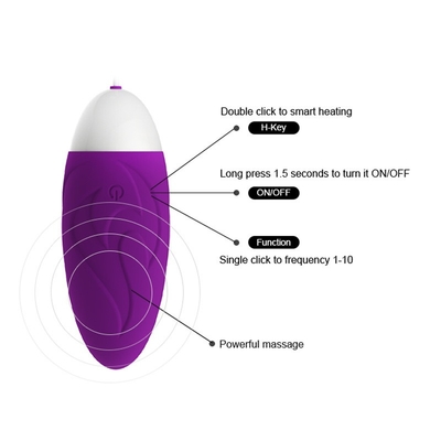 Brinquedo poderoso romântico de vibração de aquecimento do sexo do roxo de 10 ovos do amor do silicone da velocidade