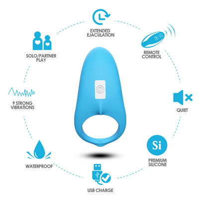 Ejaculação flexível do atraso do vibrador do pênis do anel IPX7 do galo do vibrador 3.7V para o homem
