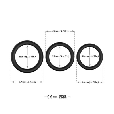Três em um tamanho grande 52mm do anel IPX7 do galo do glande do silicone para a ejaculação do atraso
