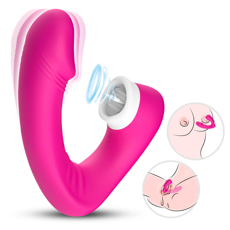 2 fêmeas em 1 língua do sexo que lambe o vibrador, brinquedos adultos do sexo de Clit da novidade
