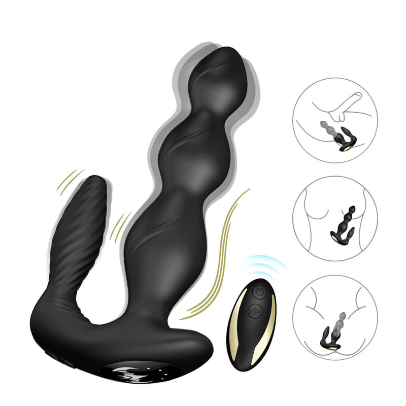 9 velocidades que vibram o telecontrole sem fio do Stimulator anal do períneo dos motores da tomada três da extremidade