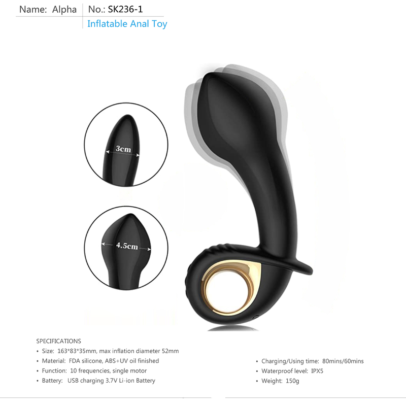 10 do vibrador anal inflável da tomada da extremidade dos modos homens alegres de Toy Anal Sex Toys For da próstata