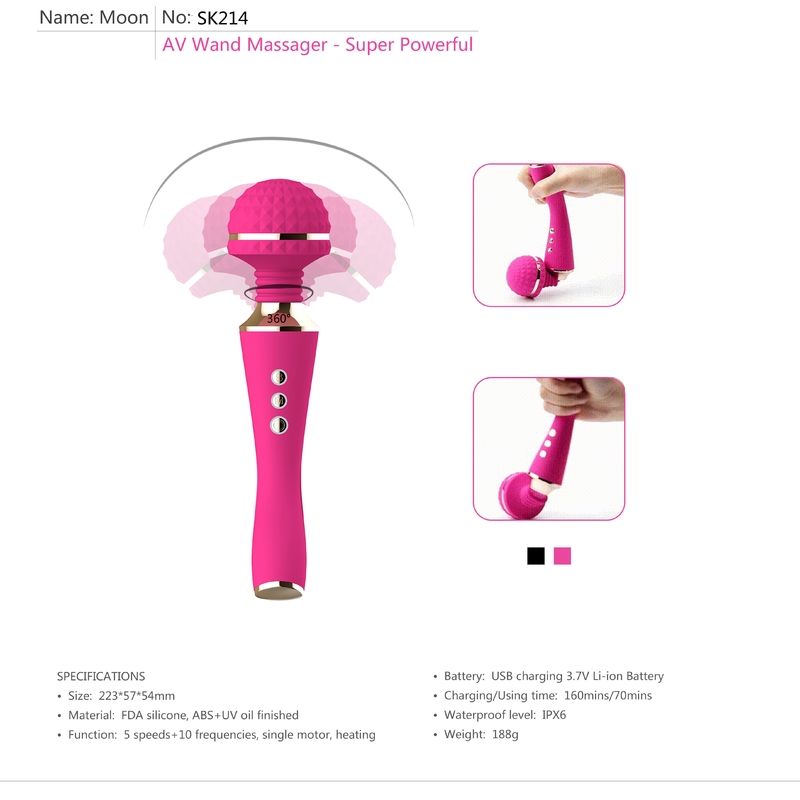 brinquedos mágicos de vibração do sexo da varinha do avoirdupois do vibrador do rádio de 223mm para a estimulação Clitoral