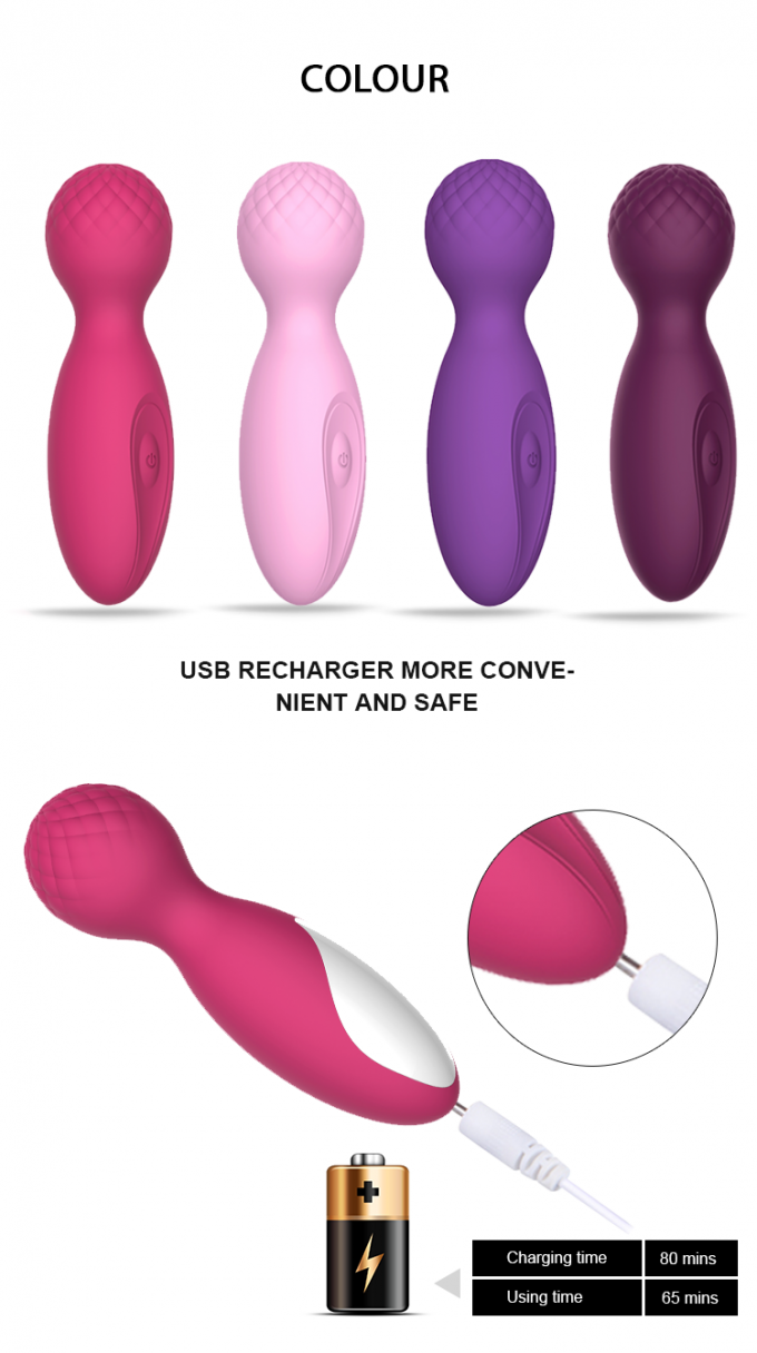 Massager do corpo da edição do amor da varinha do corpo da impressão de G do silicone do cetim de 10 funções mini